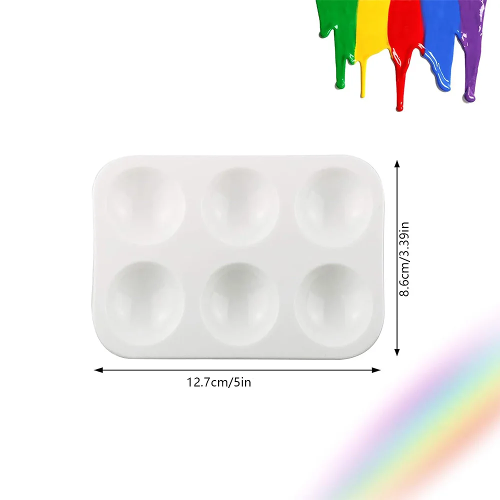 White Plastic Watercolor Palette 2/8/20/50/100 PCS 6 Wells Rectangular Paint Palettes for DIY Craft, Art Painting Class