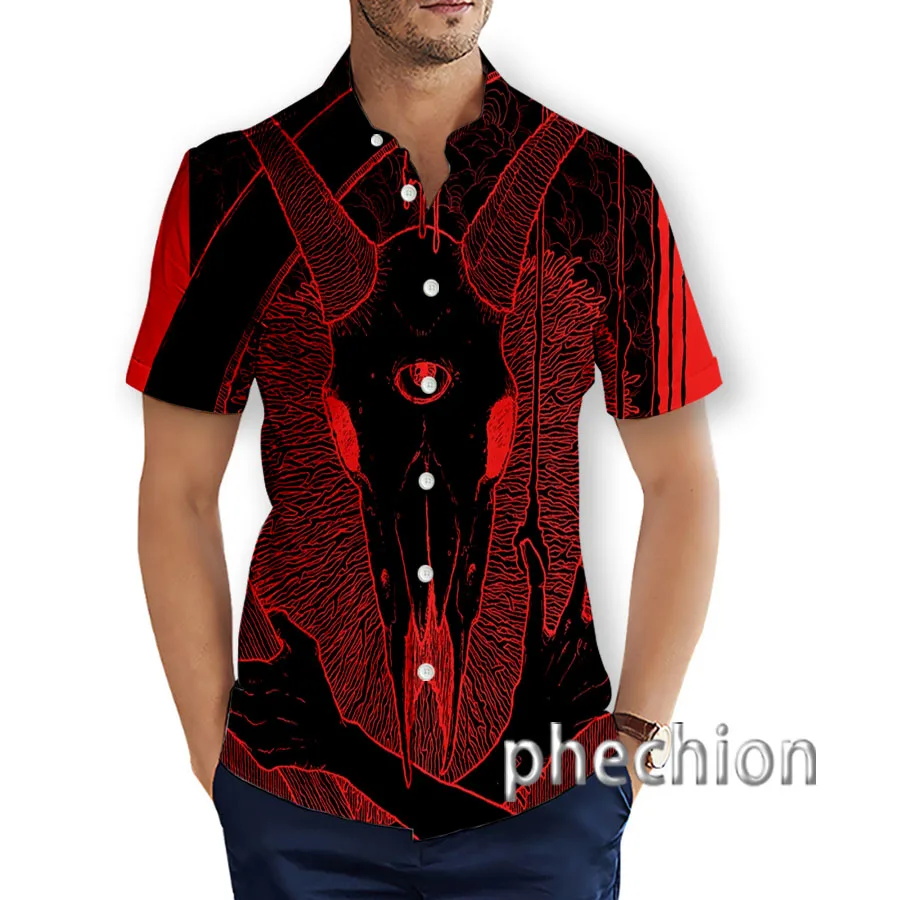 New Fashion Summer Hawaiian Satanic Skull Angel And Demon 3D Printed Mens Short Sleeve Beach Shirts T28 6