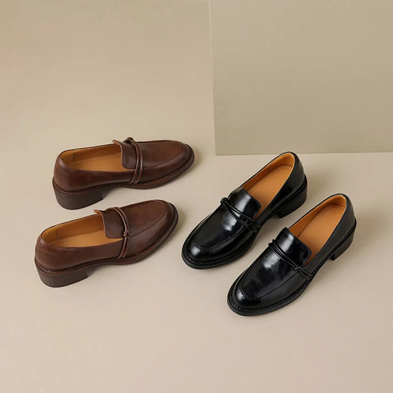 

Женская рабочая обувь Phoentin, модель 2024 года, повседневные удобные офисные туфли из натуральной кожи на среднем каблуке 4 см, черные туфли FT3258