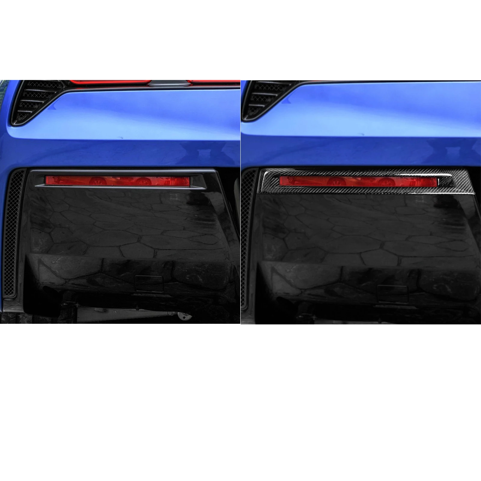 For Chevrolet Corvette 2014-2019 Rear Bumper Cover Trim 2Pcs Wet Carbon Fiber Automobile External Protection Refitted Parts