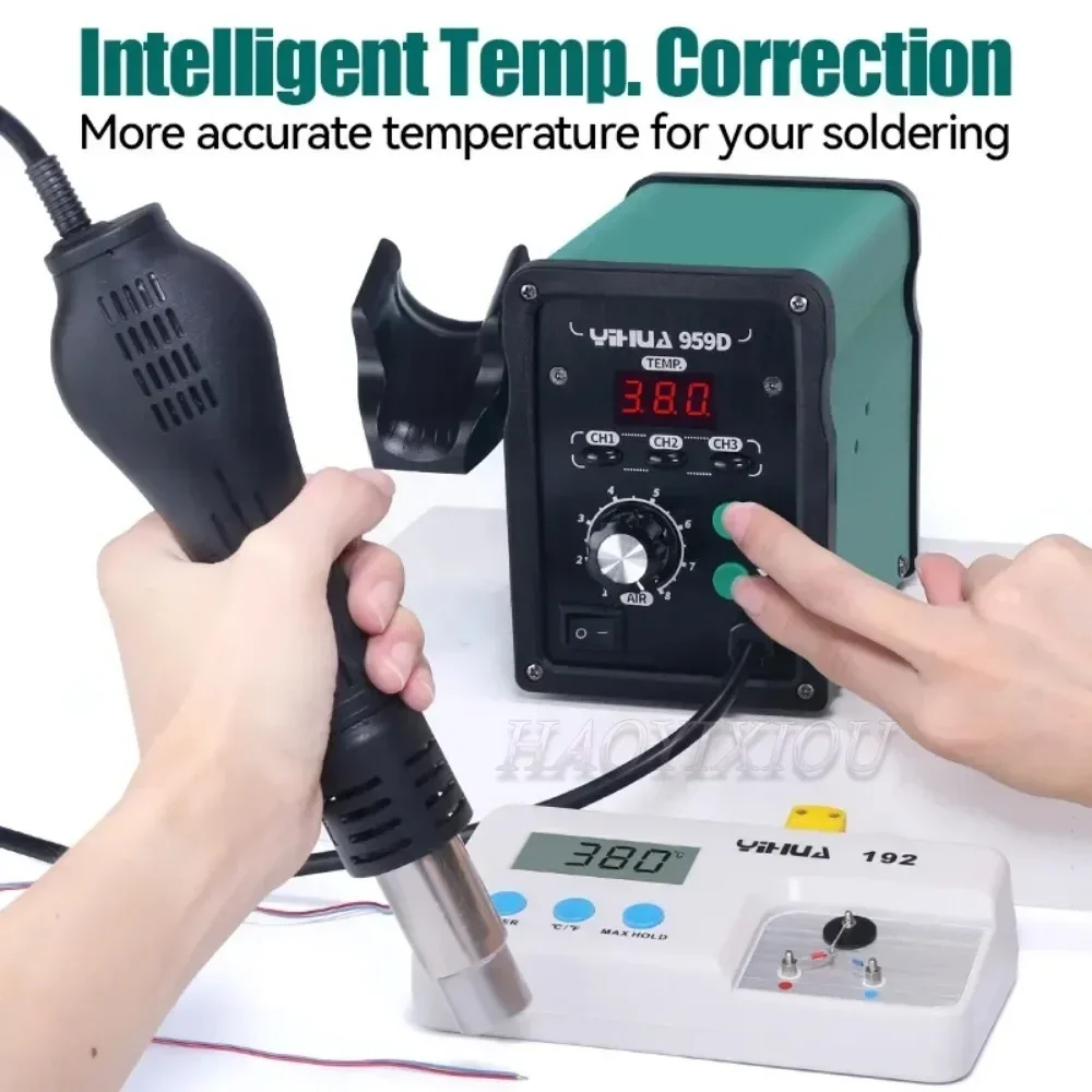 YIHUA 959D 220V/110V 650W Hot Air Gun Digital Soldering Station Desoldering Station Iron Tool Solder Welding + 4 Air nozzles