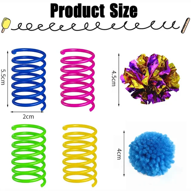 14 Pack Spring Paper Hair Ball Cat Toy Set Cat Toy Interactive  Pet Products for Cat Toys Pet Accessories 3