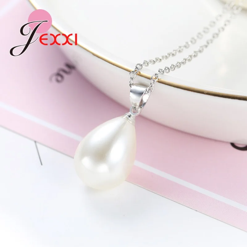 Jewelry Set Silver Jewelry Silver Jewelry Set Pearl Jewelry Waterdrop Pearl 925 Sterling Silver Jewelry Sets Anniversary Simple Accessory Earrings Necklaces For Wedding Party