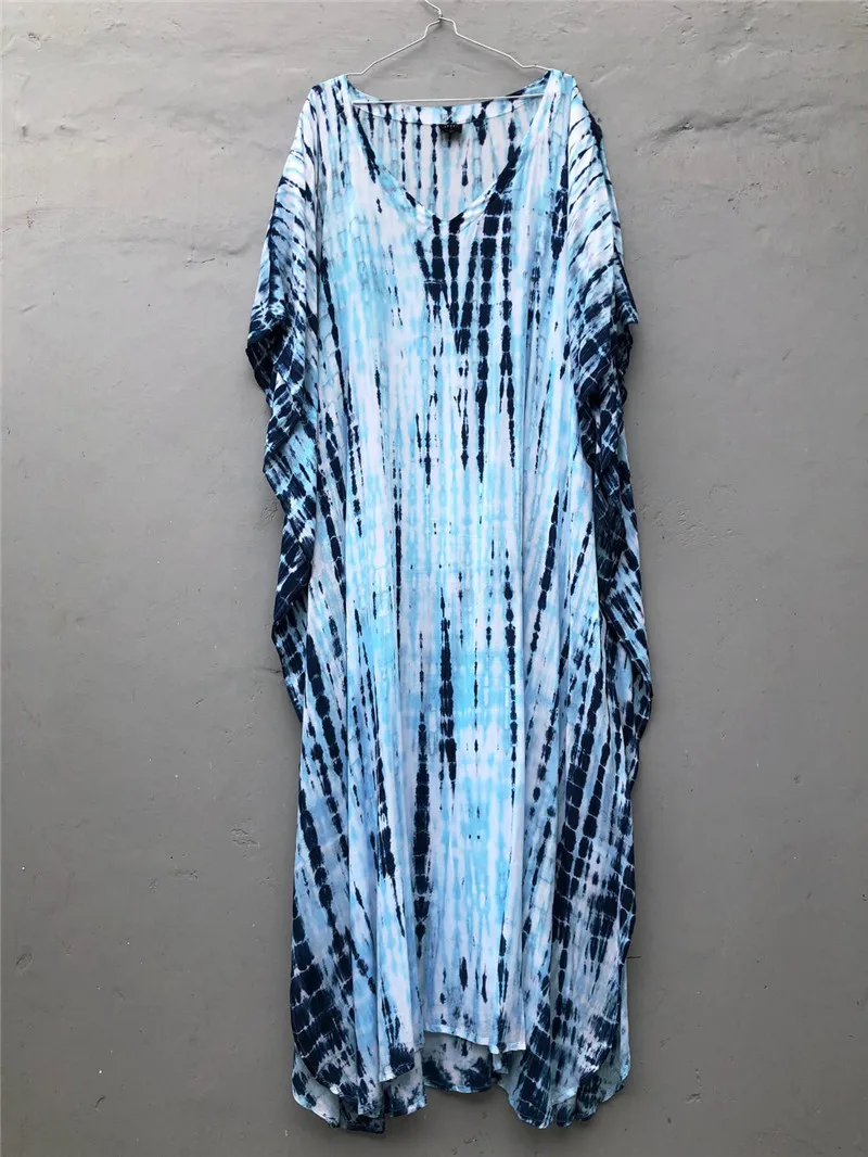Fashion Casual Striped Print Long Dresses Women Bohemian V-neck Bat Sleeve Loose Slit Beach Dress Summer New Beachwear Vestidos 143 Fashion Casual Striped Print Long Dresses Women Bohemian V-neck Bat Sleeve Loose Slit Beach Dress Summer New Beachwear Vestidos