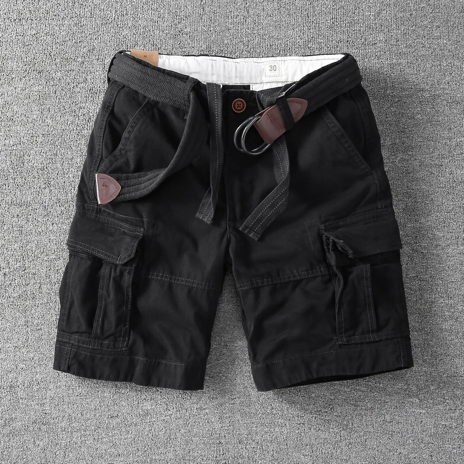 Without belt Asian Size Men's White Camouflage Workwear Shorts Summer Casual Tactical Outdoor Multi Pocket Cargo Shorts 5