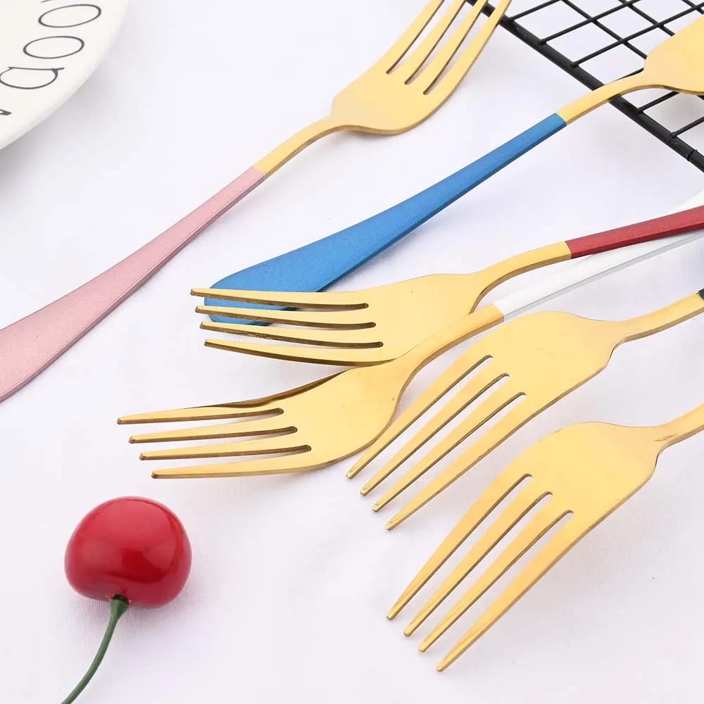 24pcs Black Mirror Dinnerware Set Stainless Steel Cutlery Set Fork Knife Spoon Tableware Set Flatware Silverware Set images - 6