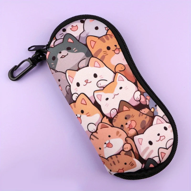 Cute Multi Cat Print Glasses Case Perfect Gift for Women Christmas Daily Use