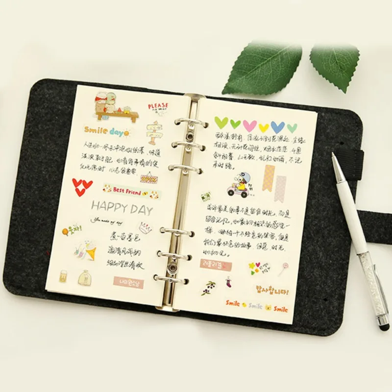 New A5 A6 Felt Shell Notebook Cloth Fabric Notebook Ring Binder Diary Notebook Paper Holder Portable Diary Stationery Gift 6