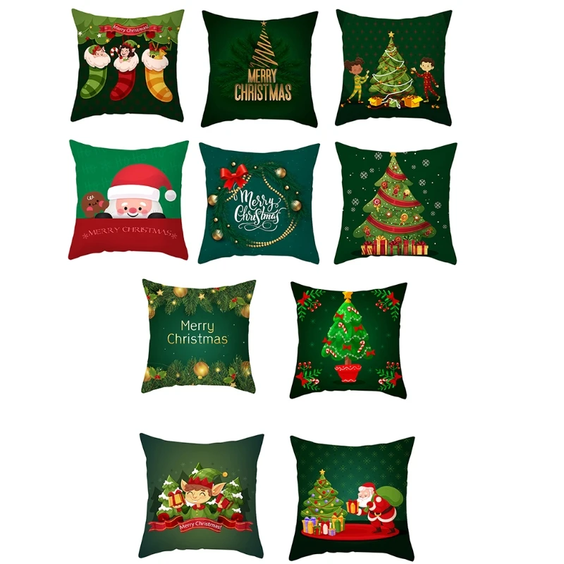 

Christmas Pillow for Case 45x45cm Peach Skin Pillow Cushion Cover Square Pillowcase for Xmas Home Bedroom Office Bed Sof