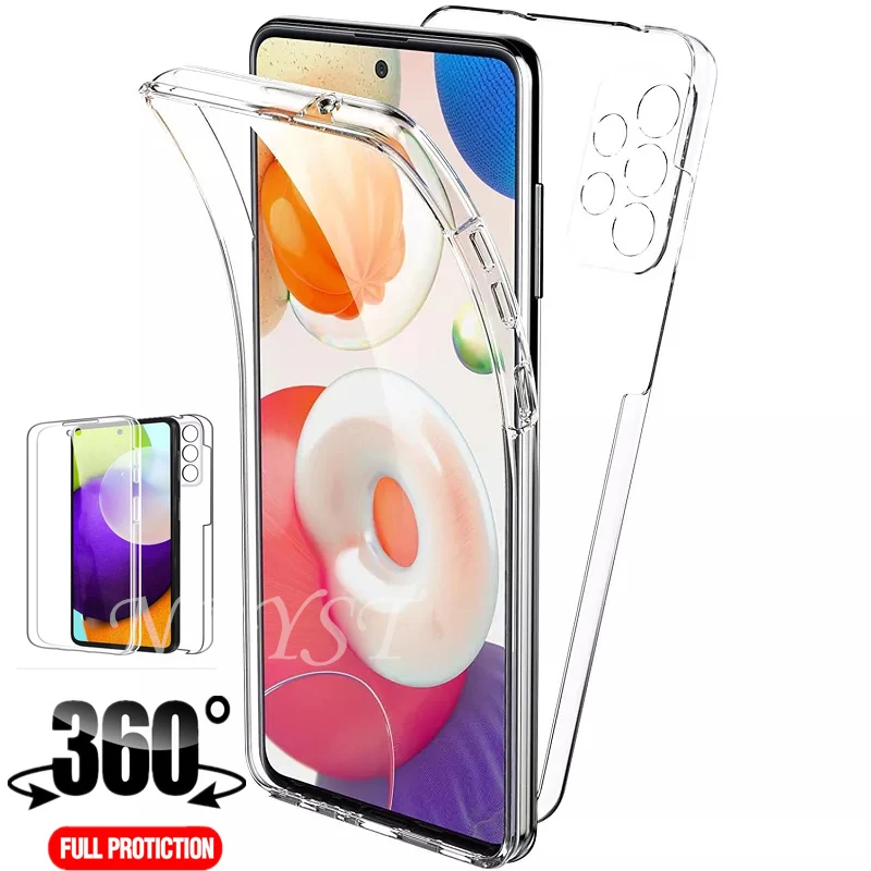 classic galaxy s22+ case S22 Ultra S21 S20 FE 360 Double Case For Samsung Galaxy a23 A03 A13 A33 A53 A73 A12 M12 A52s A22 A32 M22 M32 Silicone Full Cover galaxy s22+ wallet case