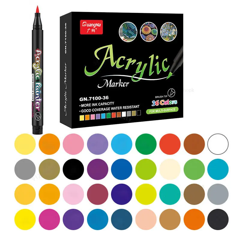 Lot de 6/12/54 marqueurs acryliques de couleur, stylo de peinture acrylique, stylo gel, marqueur de peinture pour verre, métal, peinture