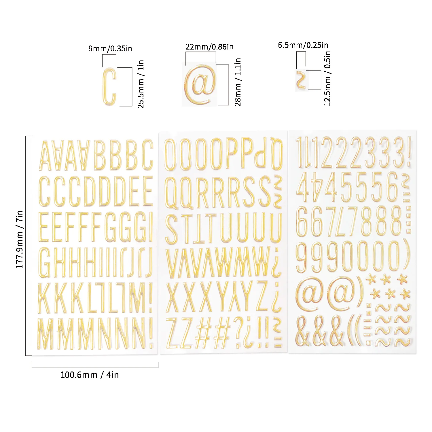 3 Sheets 170pcs 1 Inch 3D Gold Alphabet Number Stickers 25mm Letters Stickers Self Adhesive for DIY Crafts Scrapbook 3d stickers 3d wall stickers