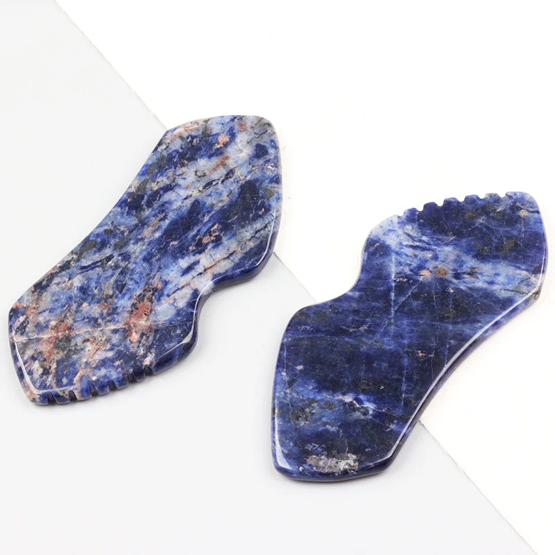 Sodalite New Shape Gua Sha Tool Face Massager Skin Care Neck Body Sawtooth Scraping Board Beauty Product 4