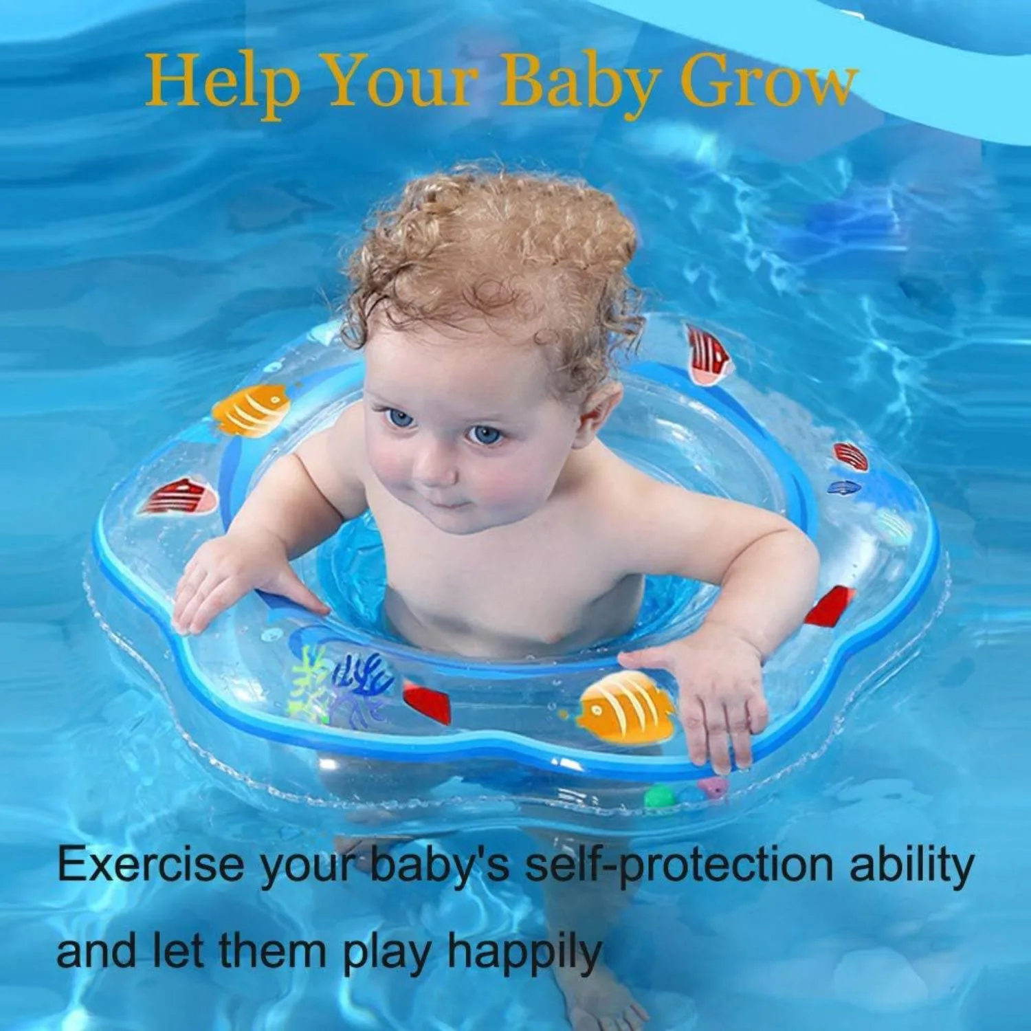 Baby Swimming Lifebuoy Baby Swimming Bath Training Environmental Safety Double Airbag Blue Ring