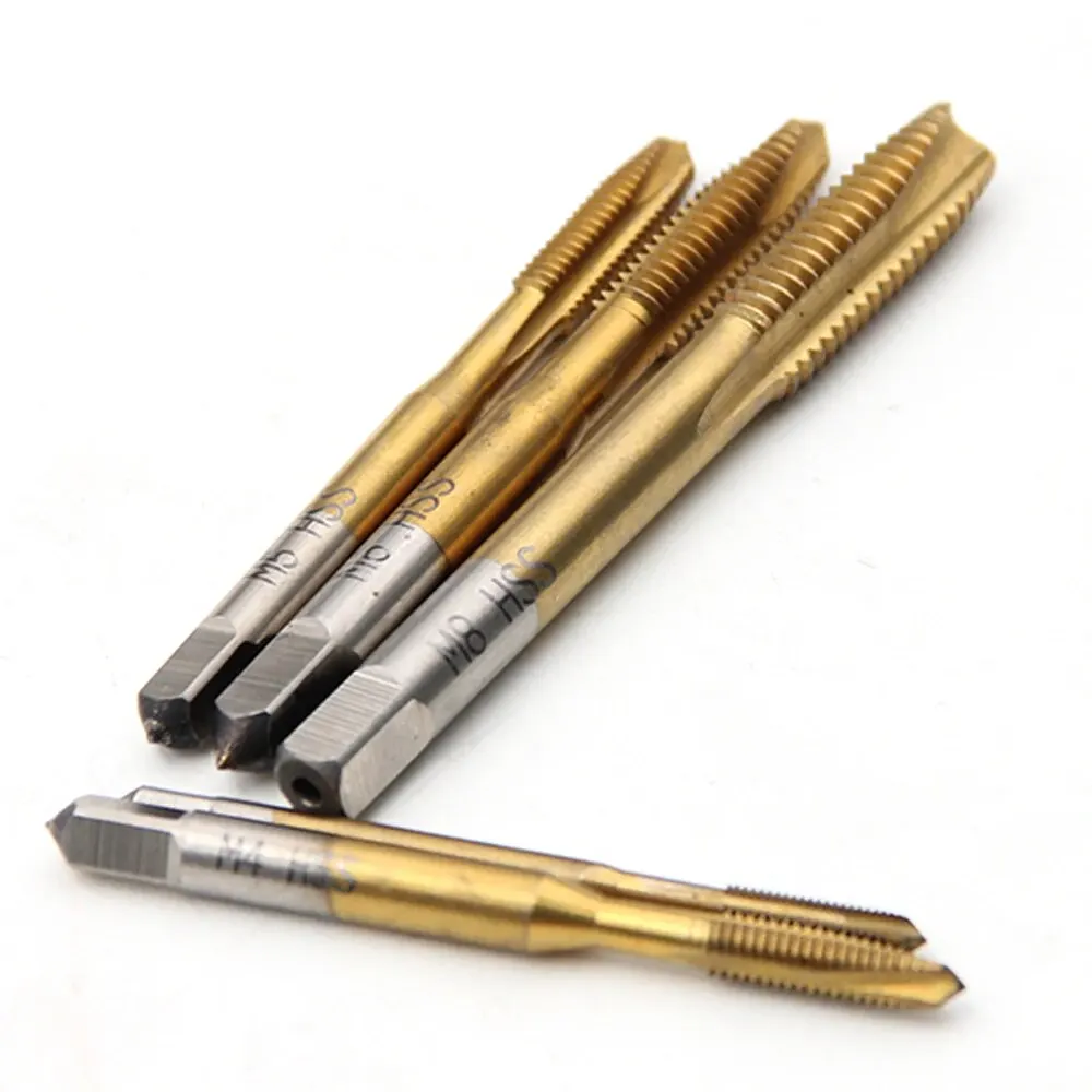 HSS Tap Set 1/5/7pcs Hand Thread Screw Taps M3 M4 M5 M6 M8 High Hardness Titanium Coated Threading Tools for Metalworking