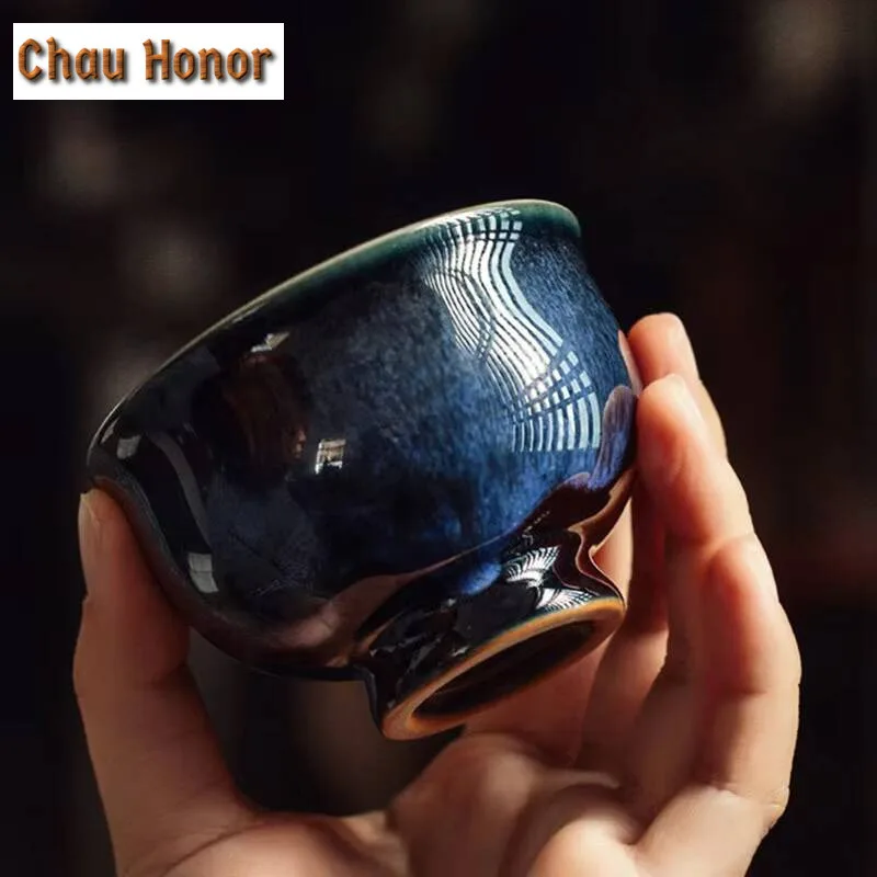 Tianmu Glaze Teacup Household Ceramic Kung Fu Tea Set Accessories Master Personal Single Mug Porcelain Teaware Customized Gift