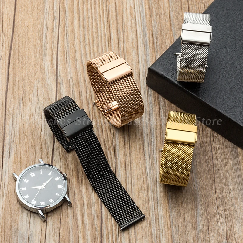 Premium 0.6mm Milanese Stainless Steel Mesh Watch Band - Quick Release Strap