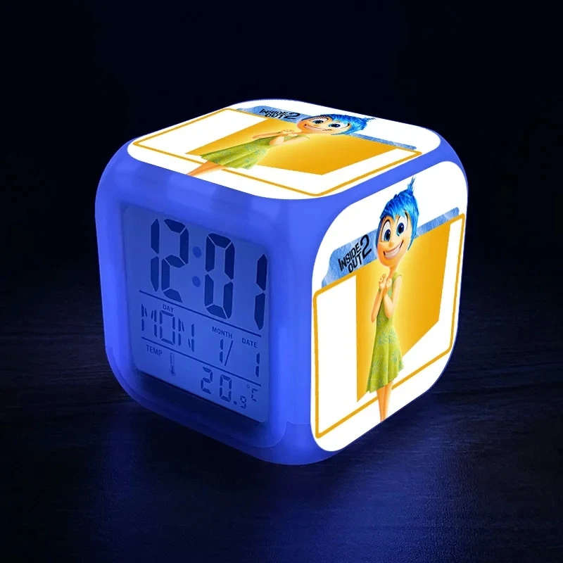 thumbnail image 1 of Reloj LED con 2 figuras de Anime de Disney Inside Out, 25 estilos, alarma, luz táctil colorida, escritorio, reloj despertador para niños, luz nocturna, regalo para niños, 1 of 4