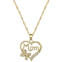 Fashion Heart Butterfly Mom Zircon Pendant Necklaces for Women Stainless Steel Jewelry Accessories Mother's Day Gifts for Lover - Image 5