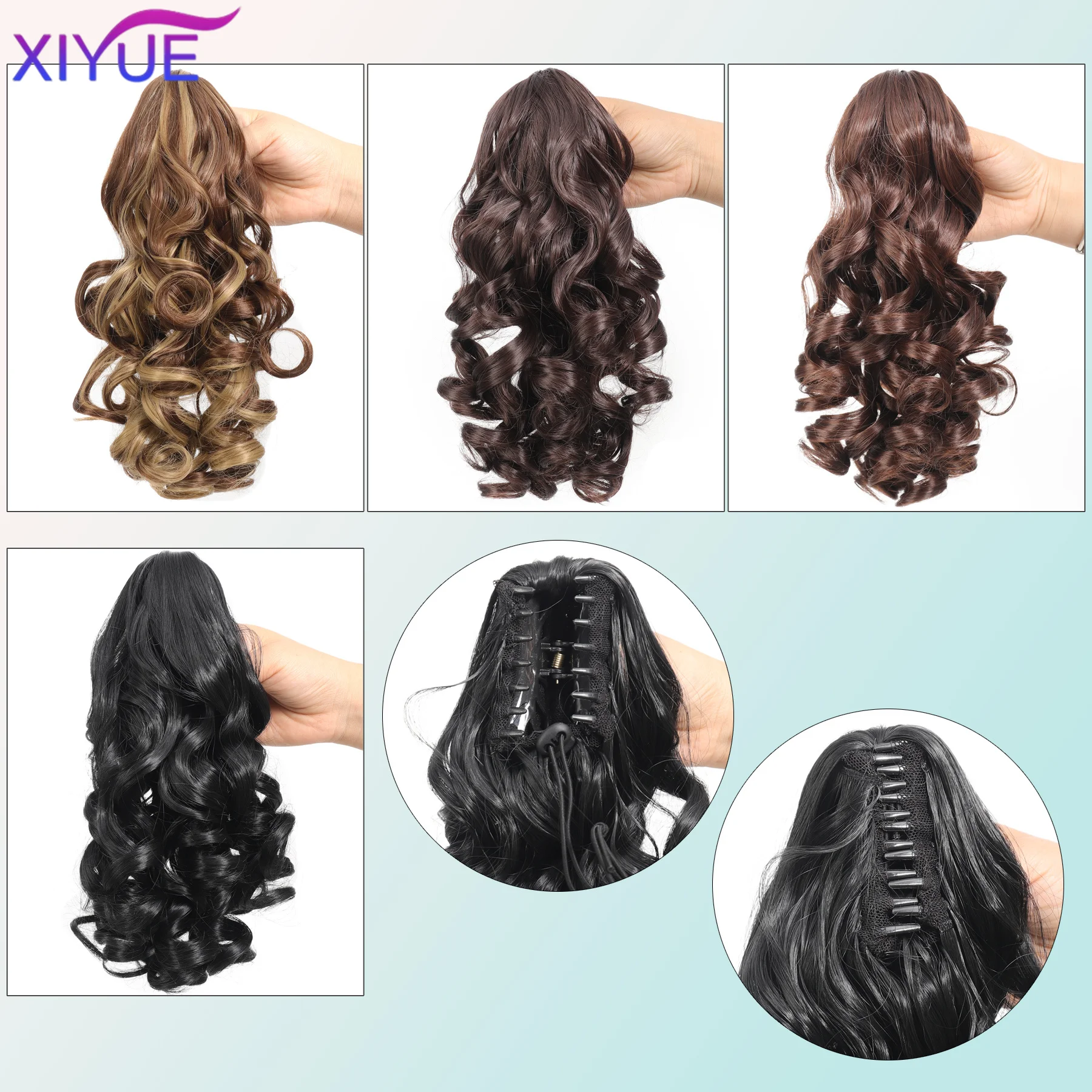 XIYUE Synthetic Claw Clip On Ponytail Hair Extensions Synthetic Clip In Hair Extensions Elegant For Daily Use Hair Accessories