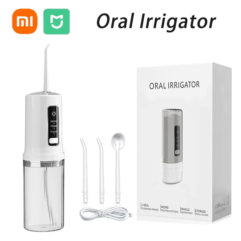 Oral Irrigator Xiaomi Portable Rechargeable Electric Dental Water Flosser Sprinkler 4 Nozzle