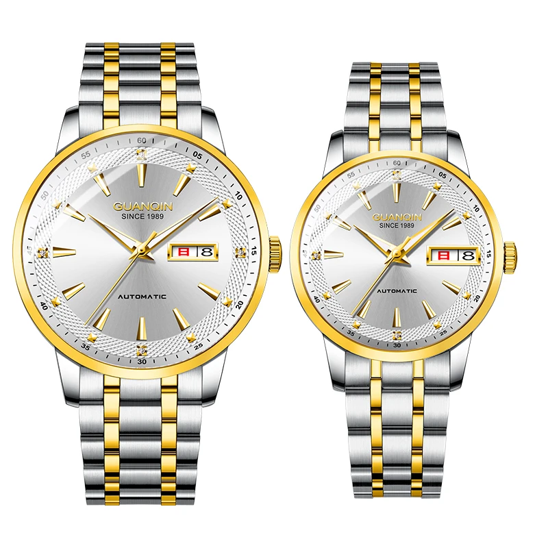 Guanqin tungsten steel watch, couple's fully automatic mechanical watch, men's waterproof fashion, business trend watch