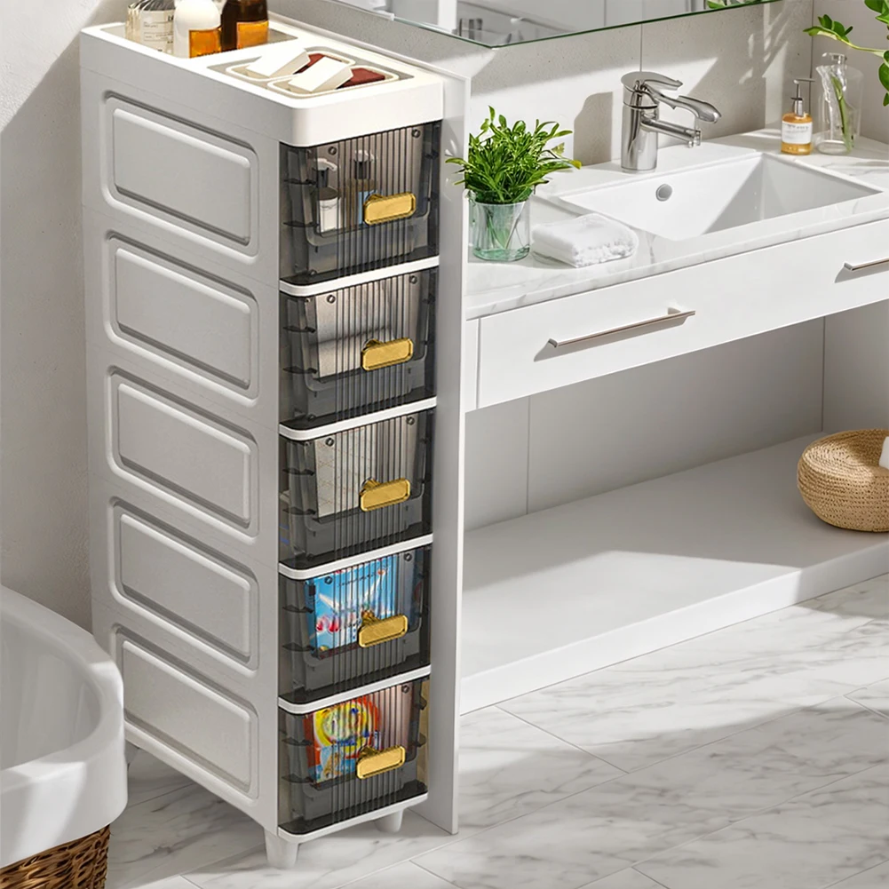 Bathroom Storage Cabinet 4/5 Tier Waterproof Bathroom Crevice Cabinet Restroom Storage Cabinet for Small Spaces Bedroom Bathroom