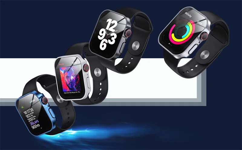 Wasserdichtes Gehäuse für Apple Watch 7, 8, 9, 45 mm, 41 mm, Displayschutzfolie, Glas + Abdeckung, Stoßstange, gehärtet, iWatch 5 SE 6, 44 mm, 40 mm, Zubehör – Detail 3