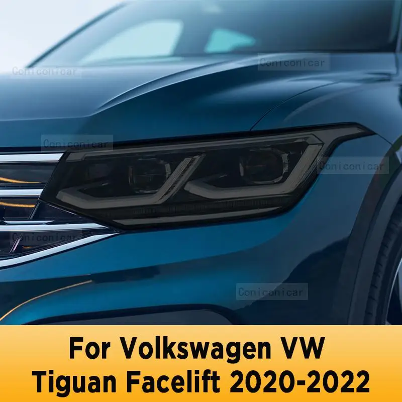 

Car Headlight Tint Anti-Scratch Black Protective Film TPU Stickers For Volkswagen VW Tiguan Facelift 2020-2022 Accessories