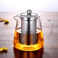 Théière en verre borosilicate résistant à la chaleur avec infuseur amovible en acier inoxydable – Bouilloire à thé transparente pour service de brassage de thé Kung Fu 5