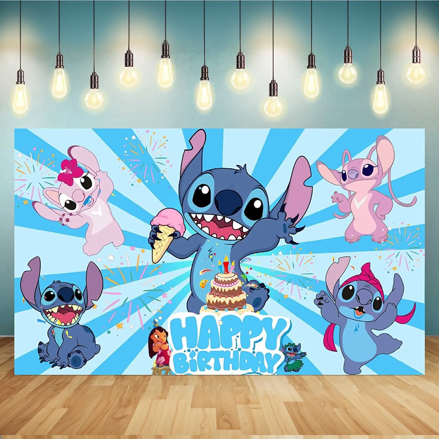 Poster Stitch et Angel : Le décor parfait pour une fête d\u0026#39;anniversaire  anime inoubliable, image size:1500x1500