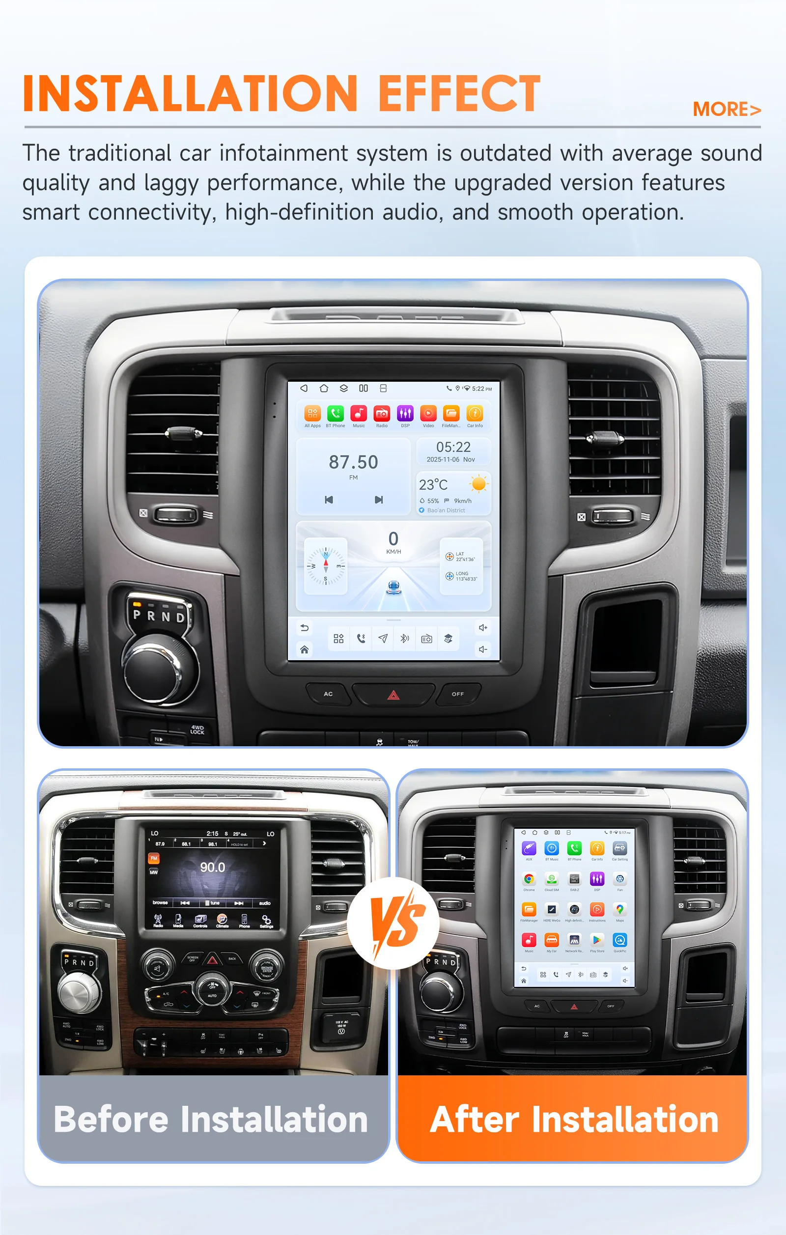 9,7-Zoll-Carplay-Android-Auto-Autoradio für Dodge Ram 1500 2500 3500 2013-2018 Multimedia-Videoplayer GPS 360-Kamera Bildschirm RDS SWC – Detail 6
