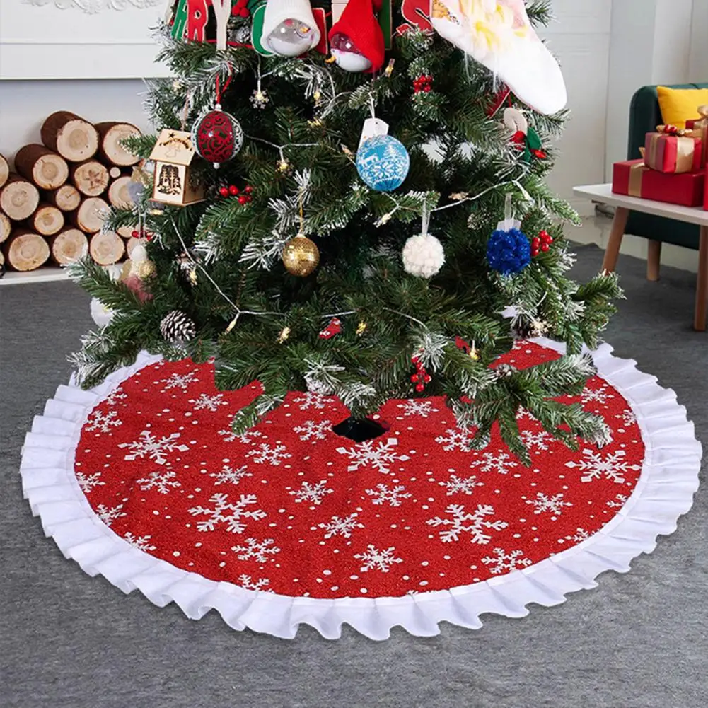 

Christmas Tree Skirts Cartoon Snowflake Elk Christmas Tree Mat Modern Christmas Tree Skirt for Festive Holiday Decoration