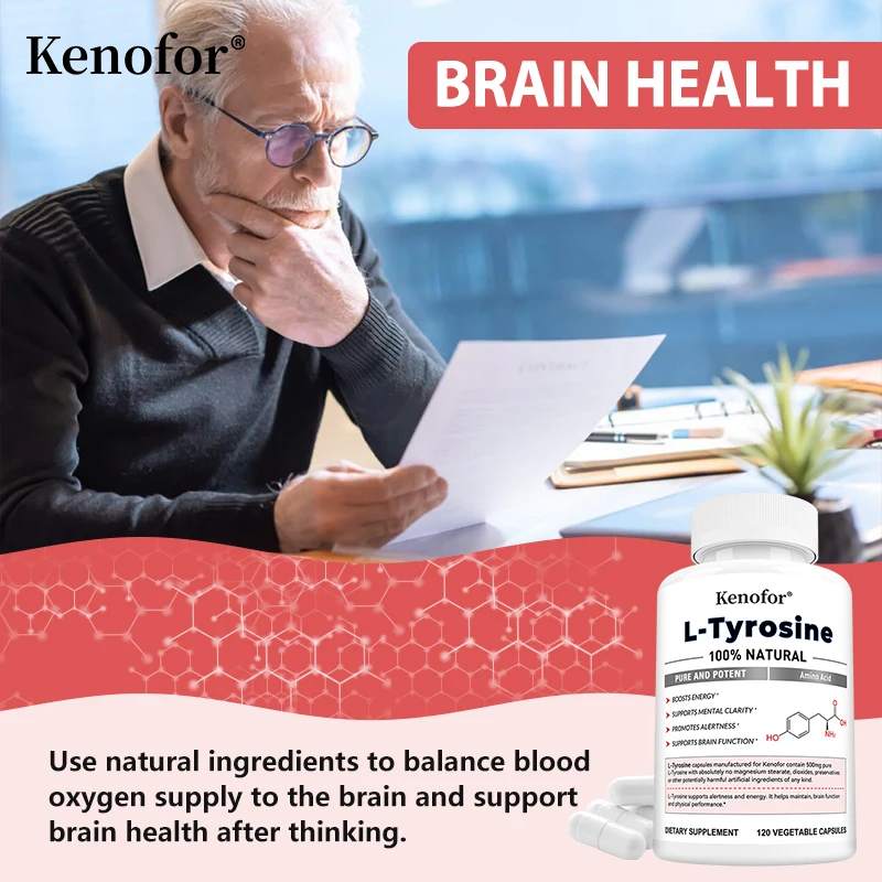 L-Tyrosine Supplement-Support Memory, Mental Clarty, Alertness, Brain Function, Boosts Energy, Immunity-Vegetarian Capsules