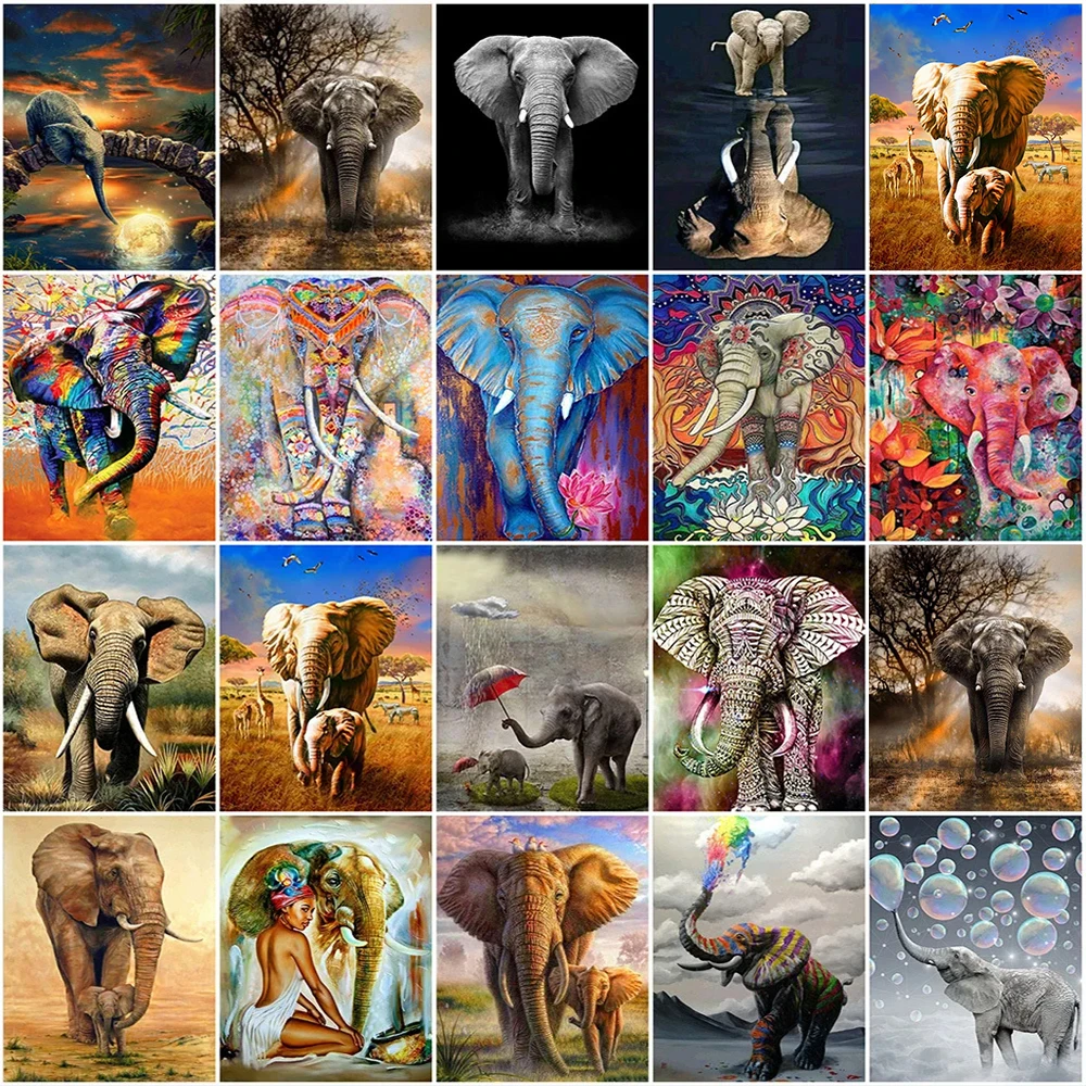 EverShine DIY Elephant Diamond Mosaic Colorful 5D Picture Rhinestone Diamond Painting Animals Kits Embroidery Handmade Gift diamond painting diamond painting accessories