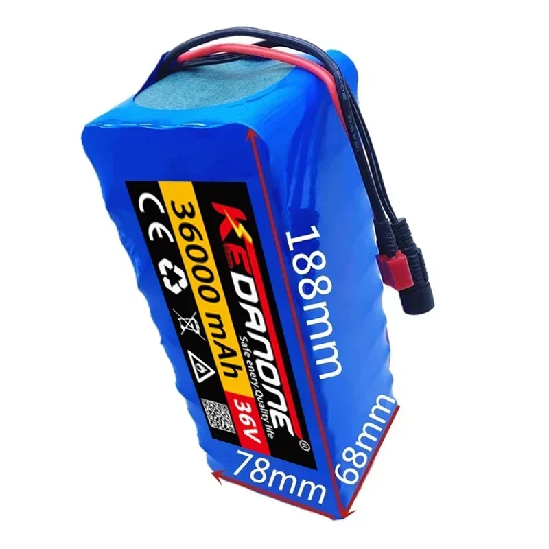 

New Scooter Rechargeable Lithium Ion High Power 1000W 36V 100Ah Battery 10S4P 100000mAh Electric Bicycle BMS 42V 2A Charger