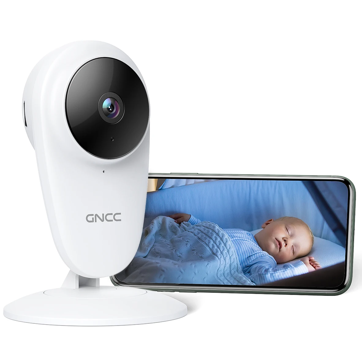 Security Camera Wireless Baby Monitor Video Baby Monitor GNCC C1 Baby Monitor Indoor Camera for Baby/Pet/Security Remote APP Monitoring Infrared Night Vision Two Way Audio