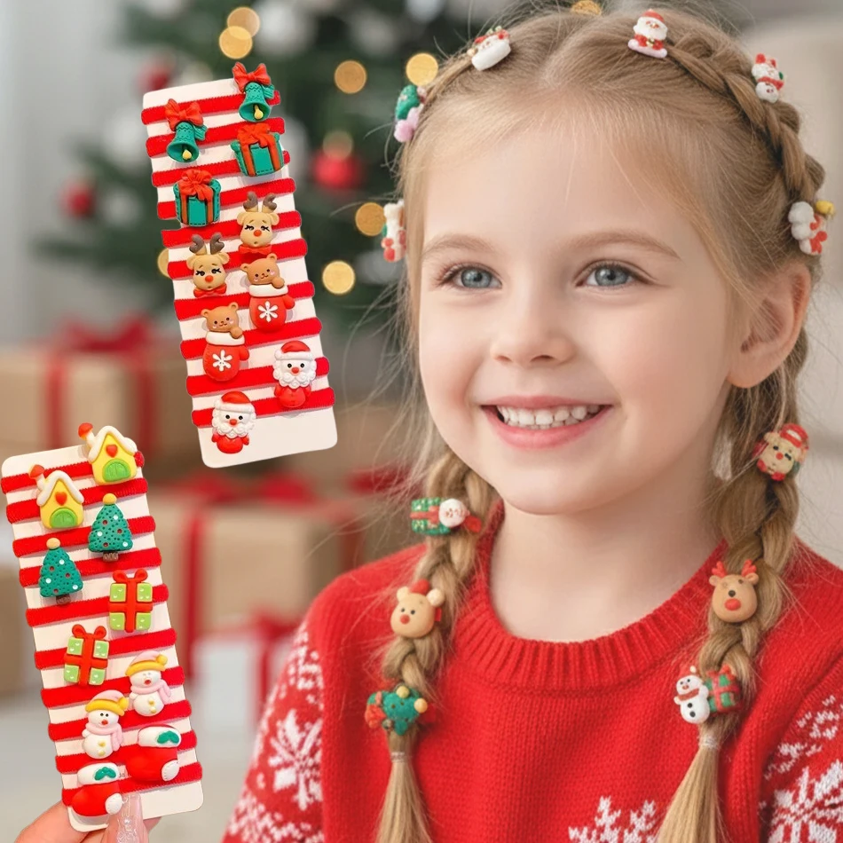 Cute Santa Hair Bands for Girls Soft Elastic Ties