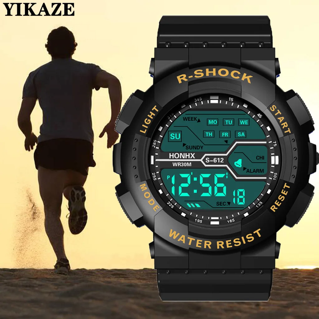 YIKAZE Men\'s LED Digital Watch Multifunction Military Sports Watches Clock Men Fitness Electronic Watch Sport Watches Kids Gifts
