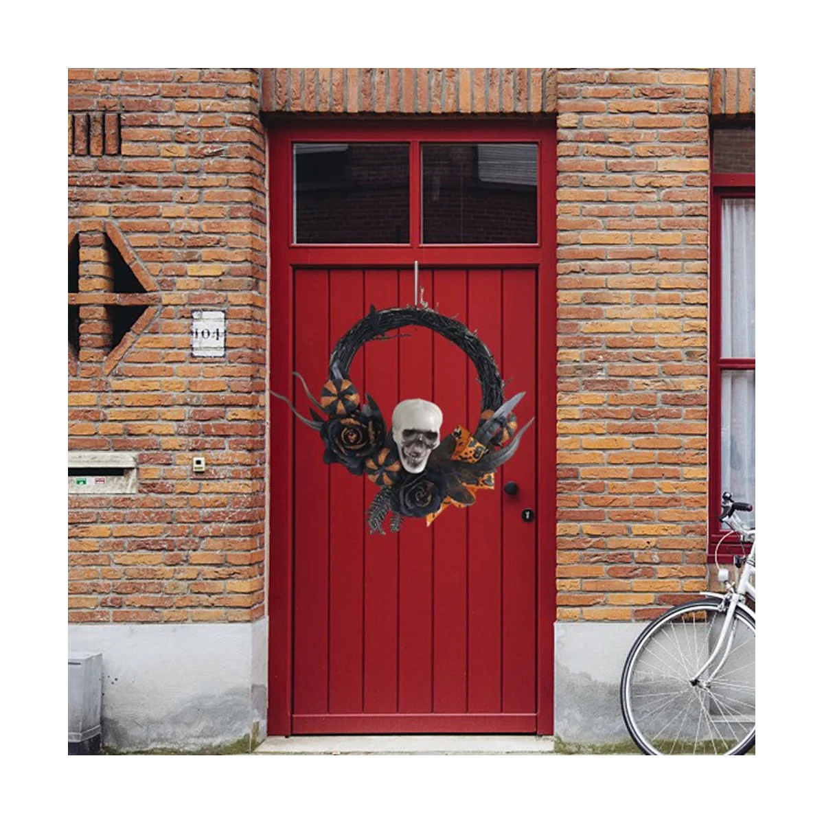

Венок с черепом на Хэллоуин, украшения для передней двери на Хэллоуин, украшения для двери, стены, окна, сада на Хэллоуин
