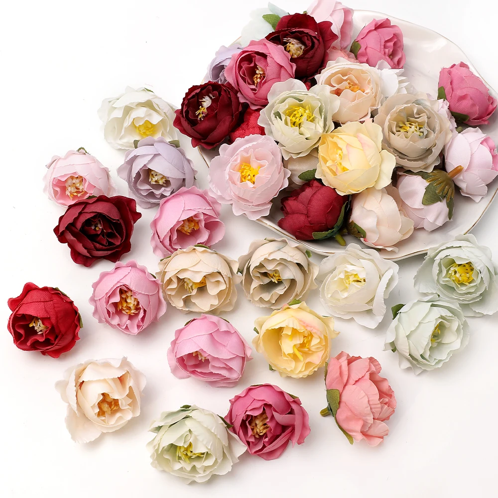 10/20 Stücke 4 cm Rose Knospe Künstliche Blumen Köpfe Hochzeit Dekoration Wohnkultur Kranz Scrapbooking Handwerk Gefälschte Blumen Zubehör – Detail 2