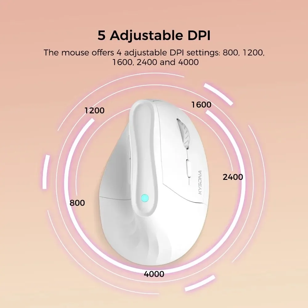 Kysona EM9 Vertical Wireless Bluetooth Silent Mouse Ergonomics RGB4000DPI Rechargeable Button Office Gaming Mouse Laptop PC