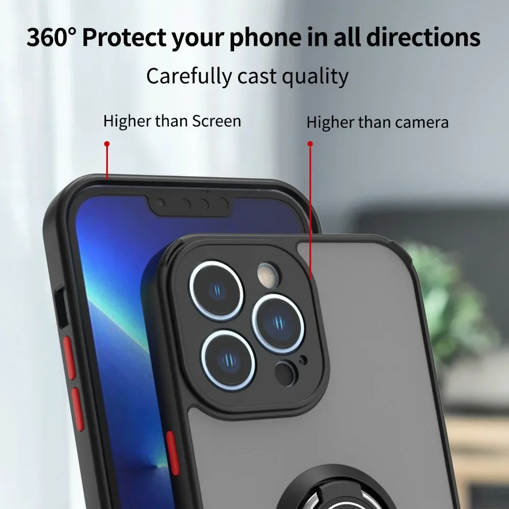 Luxury Camera Lens Protection Case with Ring Stand Holder and Matte Finish