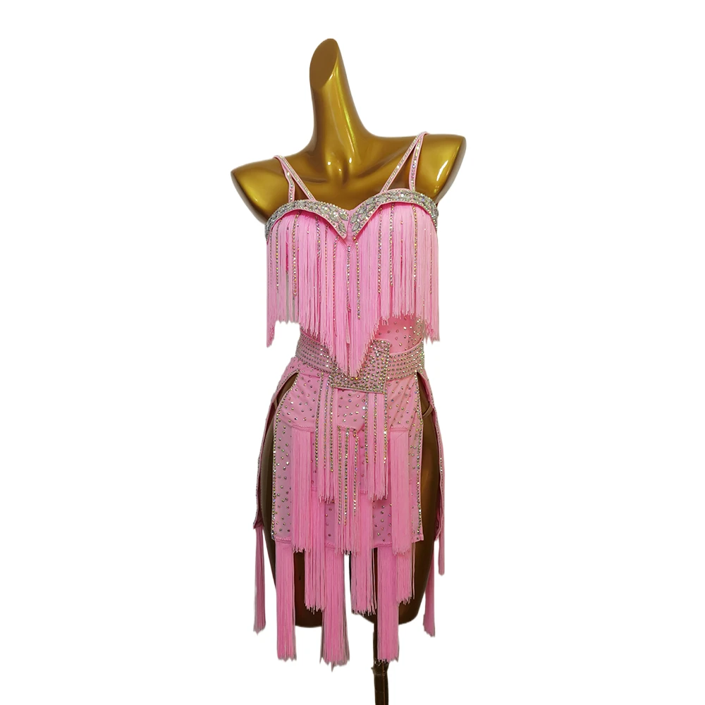 Latin Dance Professional Dress High-end Red Tassel Cha Tango Female Adult Standard Stage Professional Clothing dance dress