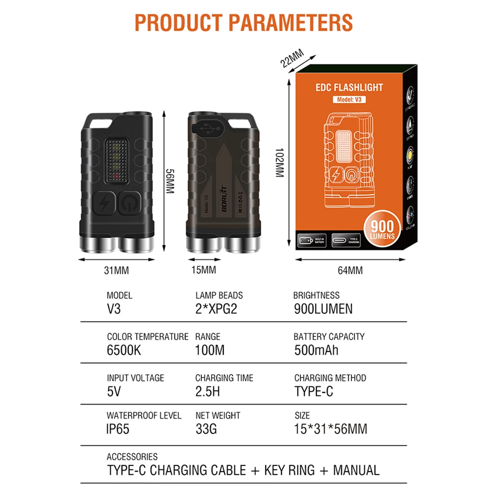 Rechargeable Mini LED Keychain Light for Camping and Fishing