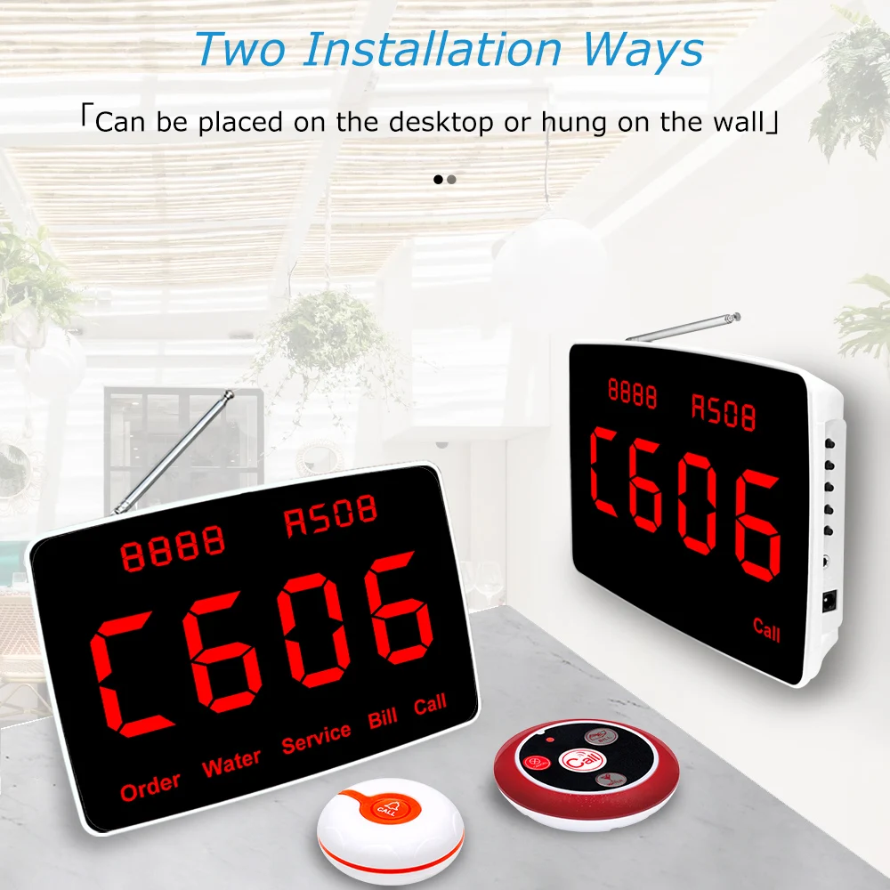 Jingle Bells-ctm368 Display Monitor Receiver para Restaurante Hotel Clínica Trabalhar com Botão de Mesa Chamada Sistema de Chamadas sem Fio - Imagem 5
