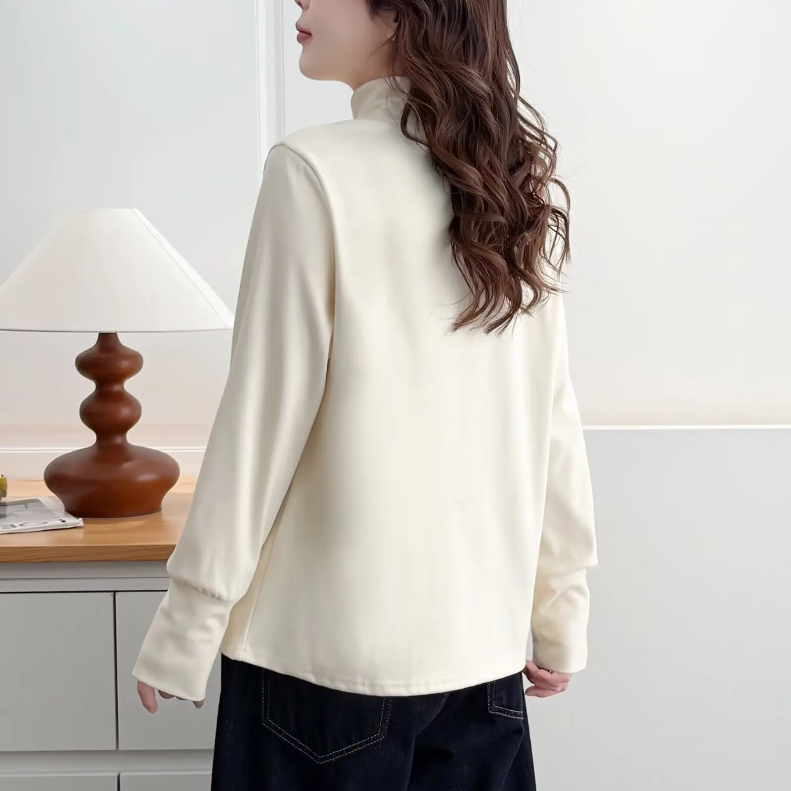 XXXXL Fashion Plus Size Women's T-Shirt Autumn And Winter New double-sided Fleece Warm Thickened Long Sleeved Inside Tops 891