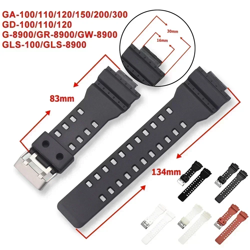 Enhanced Silicone Resin Watch Strap, 16mm, Compatible with Popular G-Shock Series