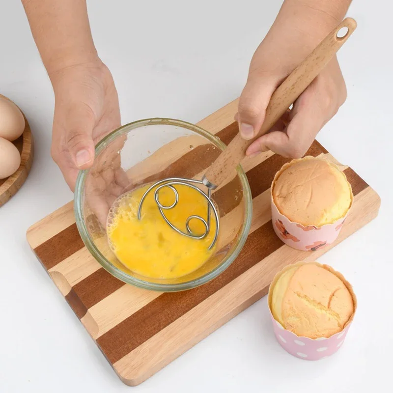 Description Picture 4 of itemHand Danish Dough Whisk Bread Mixer Stainless Steel Cake Pastry Bread Dough Hand Mixer Stick Egg Beater Kitchen Baking Tools