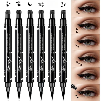 1PC Waterproof Double-headed Eyeliner - Including Star/love/moon Pattern Quick Drying Suitable for Beginners and Professionals
